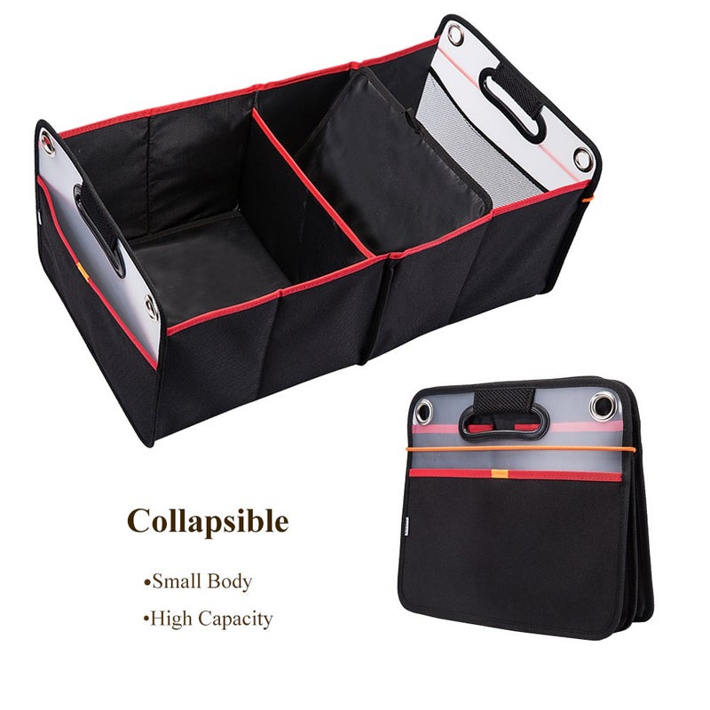COVAX Car Trunk Organizer, Collapsible Auto Trunk Organizer Storage, Portable Grocery Cargo Container with Two Large Compartments for SUV, Vehicle, Truck, Home and Office - Image 2